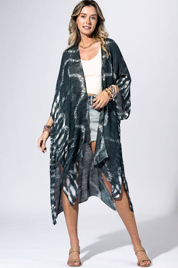 Navy Blue Shibori Tie-Dye Kimono