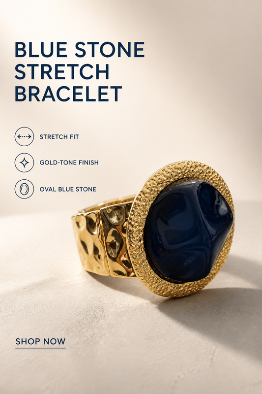 Blue Stone Necklace Stretch Bracelet Set