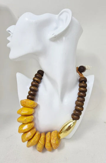 Chunky Geometric Beaded Statement Necklace