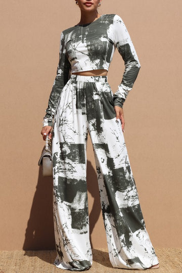 Tie Dye Knit Top And Pants Set