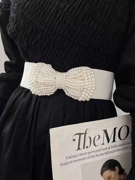 Pearl Bow Stretch Belt