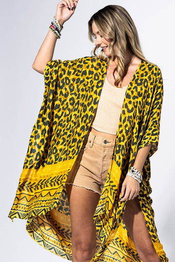 Sunglow Leopard Border Kimono