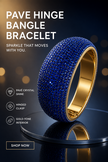 Blue Pave Bling Hinge Bangle Bracelet