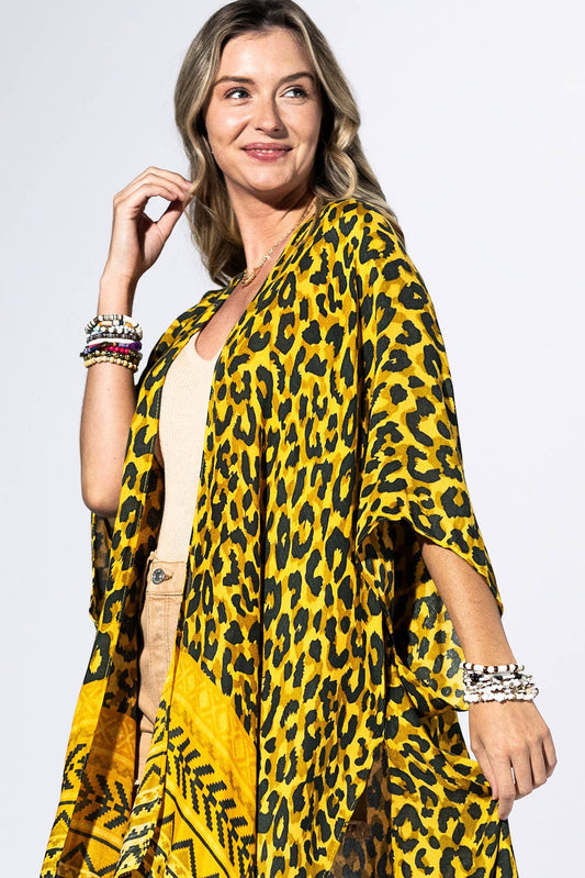 Sunglow Leopard Border Kimono
