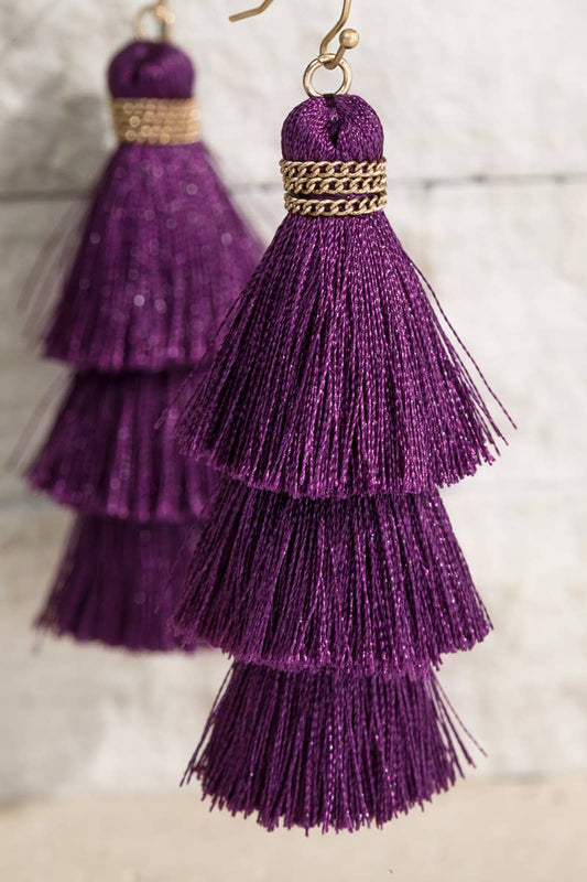 Triple Tier Tassel Earrings
