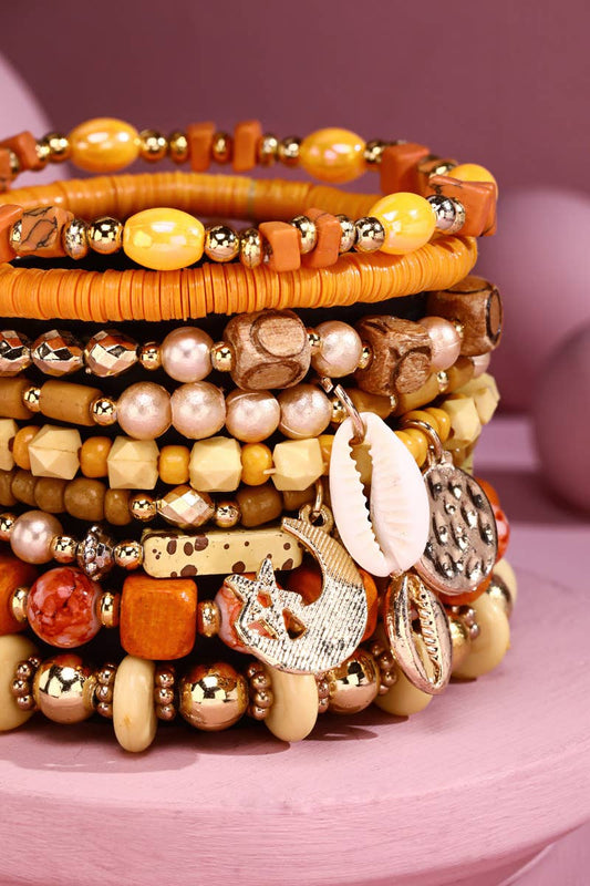 9-Strand Boho Bracelet with Cowrie Shell Charm