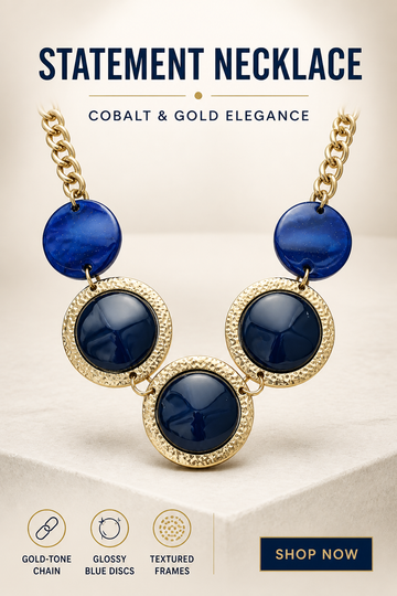 Blue Stone Necklace Stretch Bracelet Set