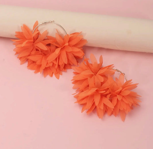 Ruffle Pom Pom Hoops
