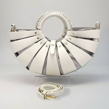 Faux Leather Abstract Structured Top Handle Crossbody Handbag