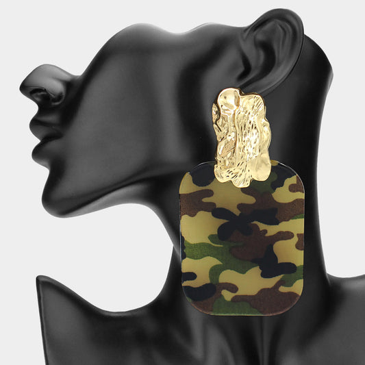 Acrylic Gold Post Back Earrings