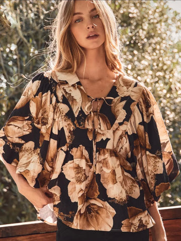 Black Multi Floral Printed Blouse