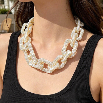 Faux Pearl Link Chain Necklace