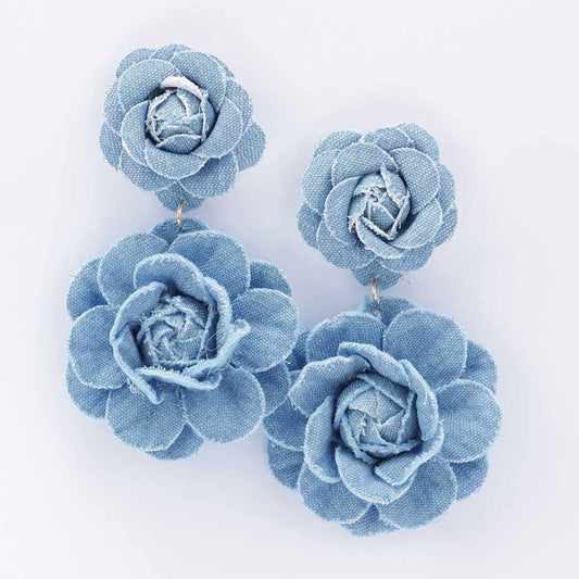 Denim Flower Earrings