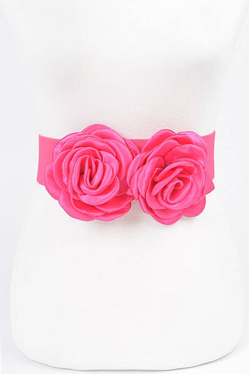 Double Satin Flower Elastic Belt