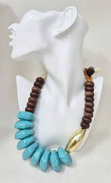 Chunky Geometric Beaded Statement Necklace