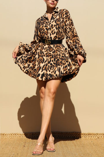 Leopard Bubble Hem Mini Dress