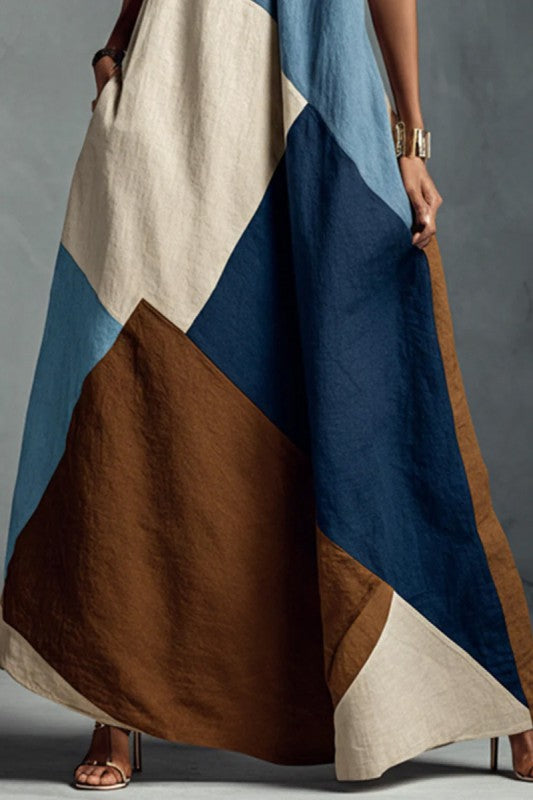 Halter Neck Color Block Dress