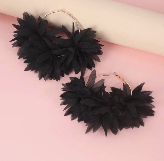 Ruffle Pom Pom Hoops