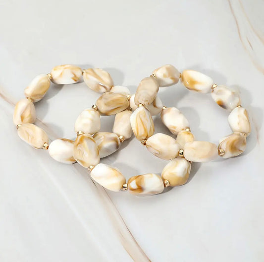 Set/3 Chunky Marbled Stretch Bracelets