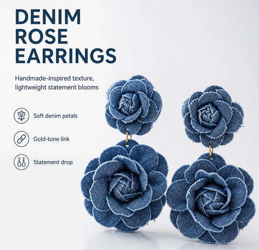Denim Flower Earrings