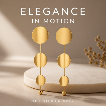 Shiny Gold Post Back Dangle Earrings