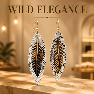 Faux Leather Trim Leaf Earrings