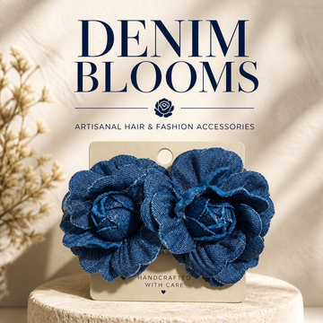 Denim Rose Earrings
