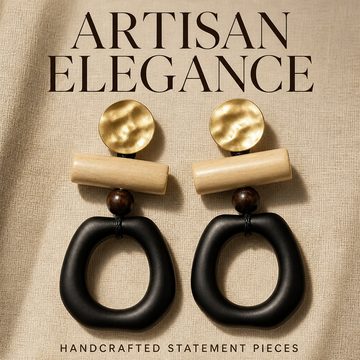 Geometric Wood Matte Gold Earrings