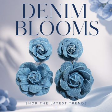 Denim Flower Earrings