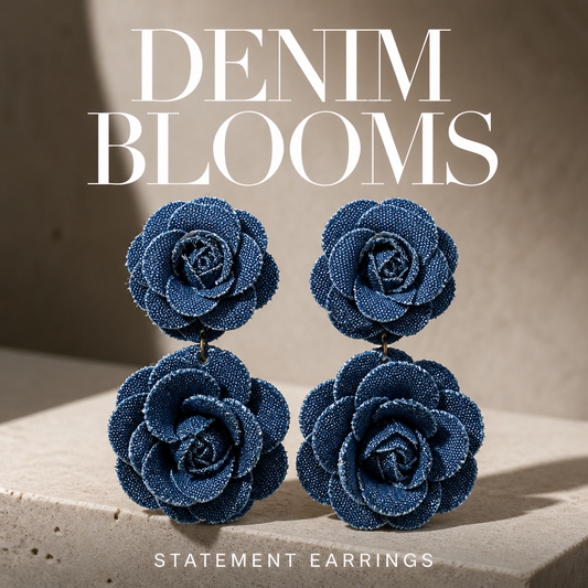 Denim Flower Earrings