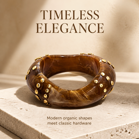 Acrylic Gold Stud Bangle Bracelet