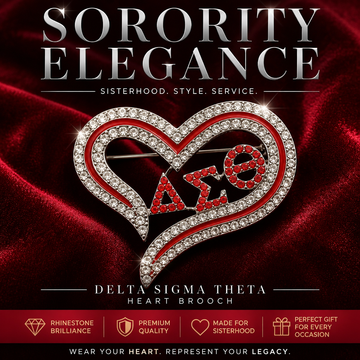 DST Sorority Heart Red Bling Brooch