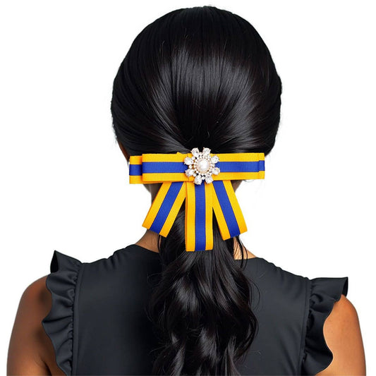 Sigma Gamma Rho Blue Gold Bow Tie Style Brooch