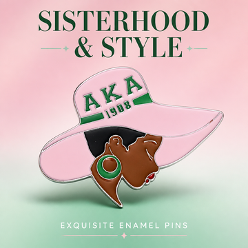 AKA Pink Green Letter Hat Brooch