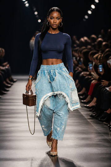 Harem Jeans Baggy Cargo Hippie Patchwork Denim