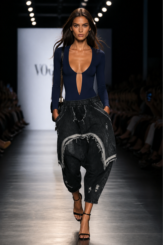 Harem Jeans Baggy Cargo Hippie Patchwork Denim