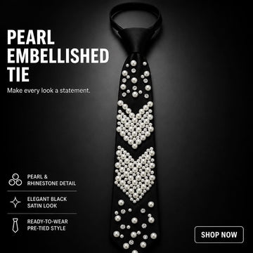 Pearl Embellished Neck Tie