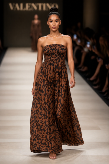 Animal Print Mocked Tube Wide Leg Jumpsuit