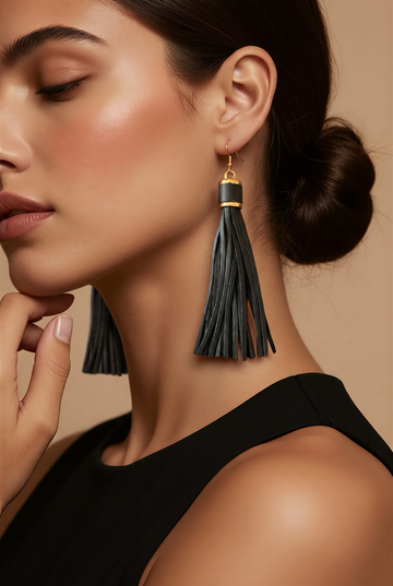 Faux Leather Tassel Earrings