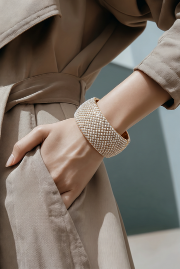 Pearl Bling Hinge Bangle Bracelet