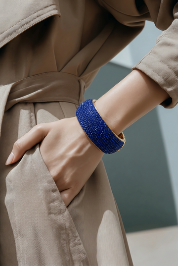 Blue Pave Bling Hinge Bangle Bracelet