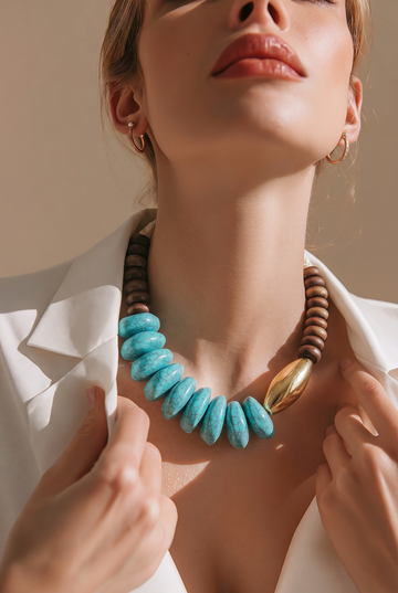 Chunky Geometric Beaded Statement Necklace
