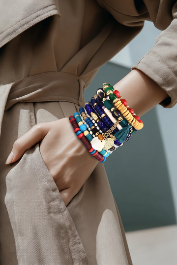 11 Layered Bohemian Multi-Bead Stretch Bracelet