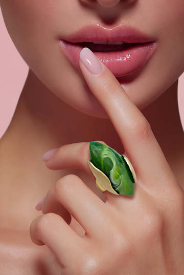 Bold Abstract Geometric Stone Accent Stretch Ring