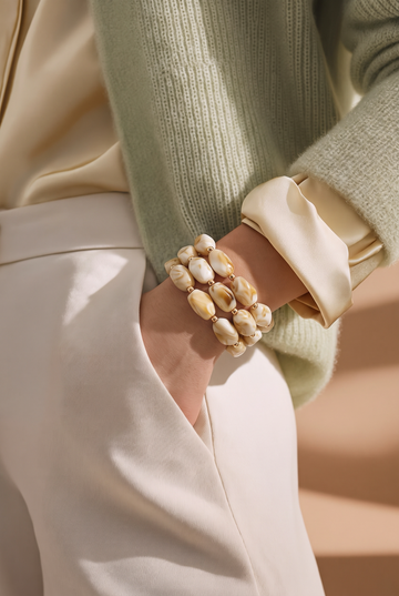 Set/3 Chunky Marbled Stretch Bracelets