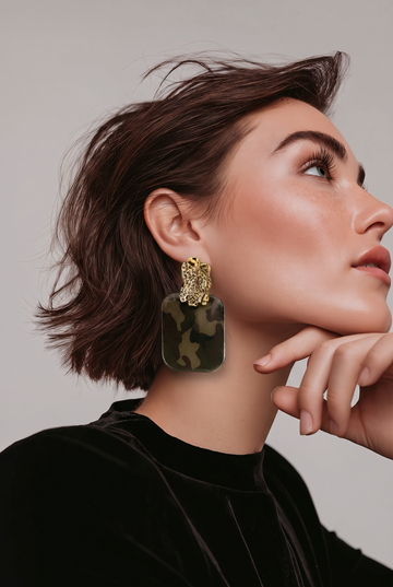 Acrylic Gold Post Back Earrings