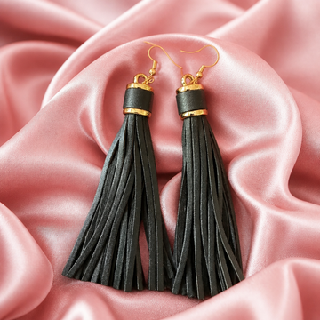 Faux Leather Tassel Earrings