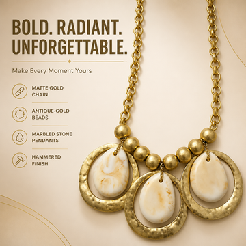 Gold Matte Cream Stone Necklace