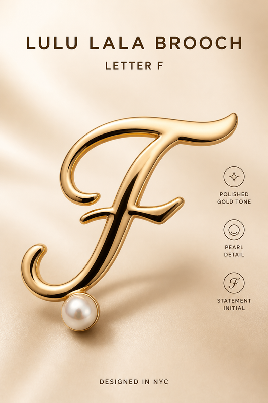 Gold Pearl Initial Brooch