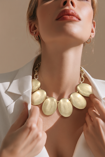 Matte Gold Statement Necklace Set